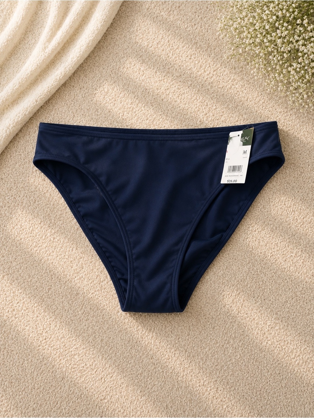 Women's Solid Navy Bikini Bottom - Sleek High-Cut Swim Brief